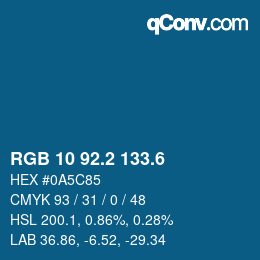 カラーコード: RGB 10 92.2 133.6 | qconv.com