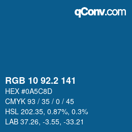 カラーコード: RGB 10 92.2 141 | qconv.com