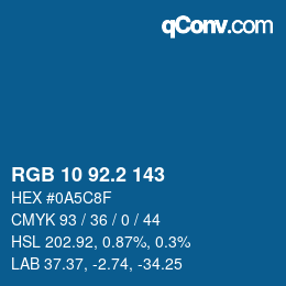 カラーコード: RGB 10 92.2 143 | qconv.com