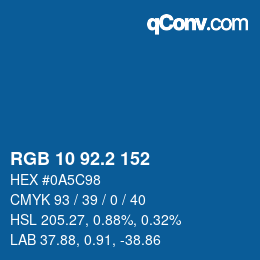 カラーコード: RGB 10 92.2 152 | qconv.com