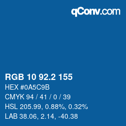 カラーコード: RGB 10 92.2 155 | qconv.com