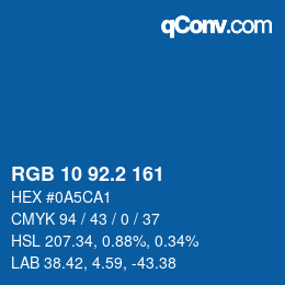 カラーコード: RGB 10 92.2 161 | qconv.com