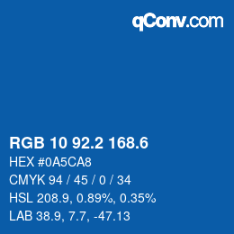 カラーコード: RGB 10 92.2 168.6 | qconv.com