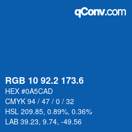カラーコード: RGB 10 92.2 173.6 | qconv.com
