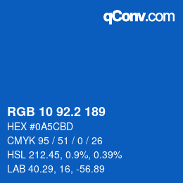 カラーコード: RGB 10 92.2 189 | qconv.com