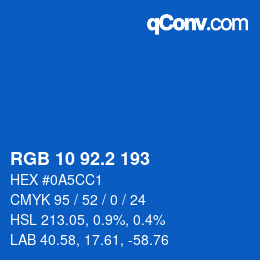 カラーコード: RGB 10 92.2 193 | qconv.com