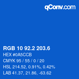 カラーコード: RGB 10 92.2 203.6 | qconv.com