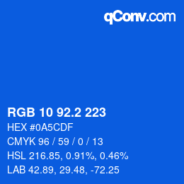 カラーコード: RGB 10 92.2 223 | qconv.com