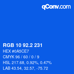 Color code: RGB 10 92.2 231 | qconv.com