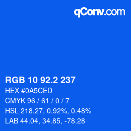 カラーコード: RGB 10 92.2 237 | qconv.com