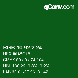 カラーコード: RGB 10 92.2 24 | qconv.com