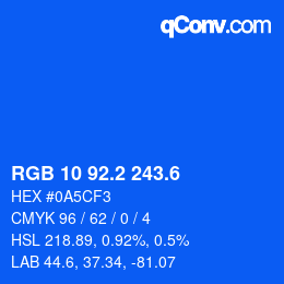 カラーコード: RGB 10 92.2 243.6 | qconv.com