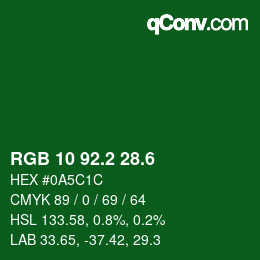 カラーコード: RGB 10 92.2 28.6 | qconv.com