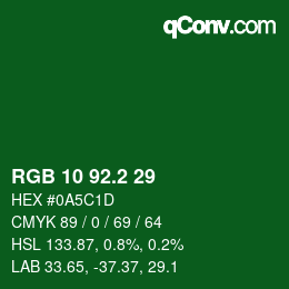カラーコード: RGB 10 92.2 29 | qconv.com