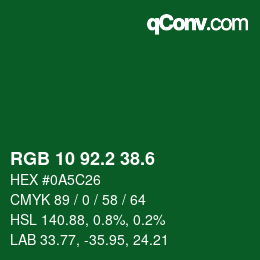 カラーコード: RGB 10 92.2 38.6 | qconv.com