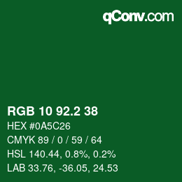 カラーコード: RGB 10 92.2 38 | qconv.com