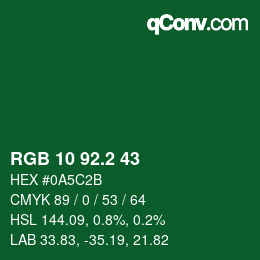 カラーコード: RGB 10 92.2 43 | qconv.com