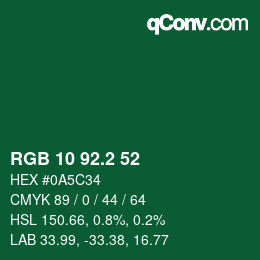 カラーコード: RGB 10 92.2 52 | qconv.com