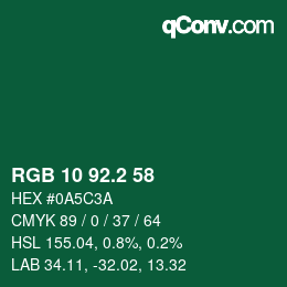 カラーコード: RGB 10 92.2 58 | qconv.com