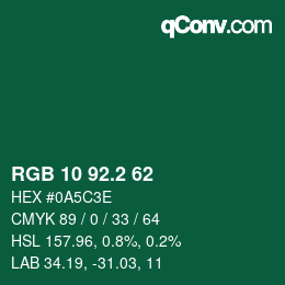 カラーコード: RGB 10 92.2 62 | qconv.com