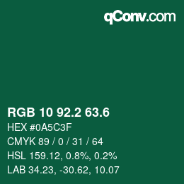 カラーコード: RGB 10 92.2 63.6 | qconv.com