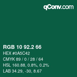 カラーコード: RGB 10 92.2 66 | qconv.com
