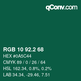 カラーコード: RGB 10 92.2 68 | qconv.com