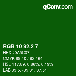 カラーコード: RGB 10 92.2 7 | qconv.com