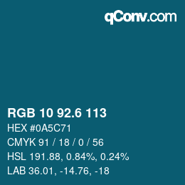 カラーコード: RGB 10 92.6 113 | qconv.com