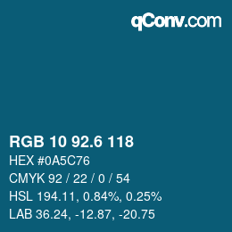 カラーコード: RGB 10 92.6 118 | qconv.com