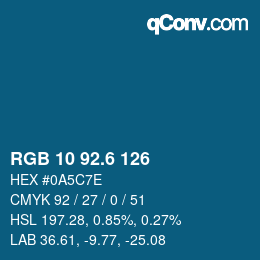 カラーコード: RGB 10 92.6 126 | qconv.com