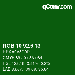 カラーコード: RGB 10 92.6 13 | qconv.com