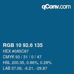 カラーコード: RGB 10 92.6 135 | qconv.com
