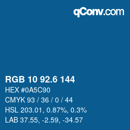 カラーコード: RGB 10 92.6 144 | qconv.com