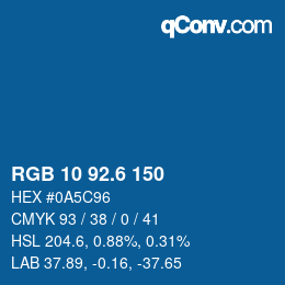 カラーコード: RGB 10 92.6 150 | qconv.com