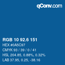 カラーコード: RGB 10 92.6 151 | qconv.com