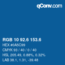 カラーコード: RGB 10 92.6 153.6 | qconv.com