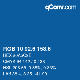 カラーコード: RGB 10 92.6 158.6 | qconv.com