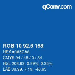 カラーコード: RGB 10 92.6 168 | qconv.com