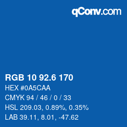 カラーコード: RGB 10 92.6 170 | qconv.com