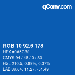 カラーコード: RGB 10 92.6 178 | qconv.com