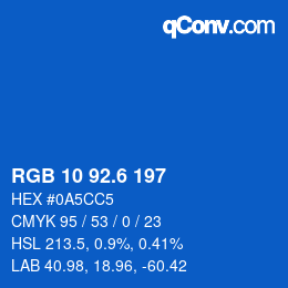 カラーコード: RGB 10 92.6 197 | qconv.com