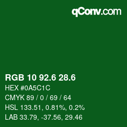 カラーコード: RGB 10 92.6 28.6 | qconv.com