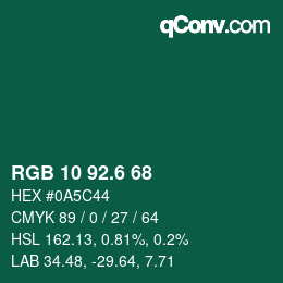 カラーコード: RGB 10 92.6 68 | qconv.com