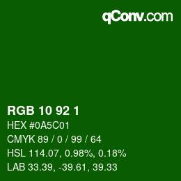 颜色代码: RGB 10 92 1 | qconv.com