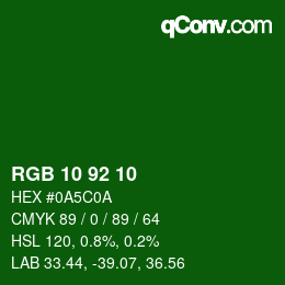 颜色代码: RGB 10 92 10 | qconv.com