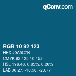 颜色代码: RGB 10 92 123 | qconv.com