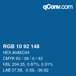 カラーコード: RGB 10 92 148 | qconv.com