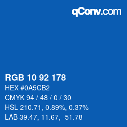カラーコード: RGB 10 92 178 | qconv.com
