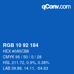 カラーコード: RGB 10 92 184 | qconv.com